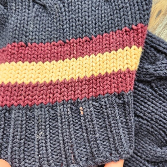 Vintage Brooks Brothers Cotton Cable Knit Cricket V-Neck Sweater Navy - Picture 10 of 10